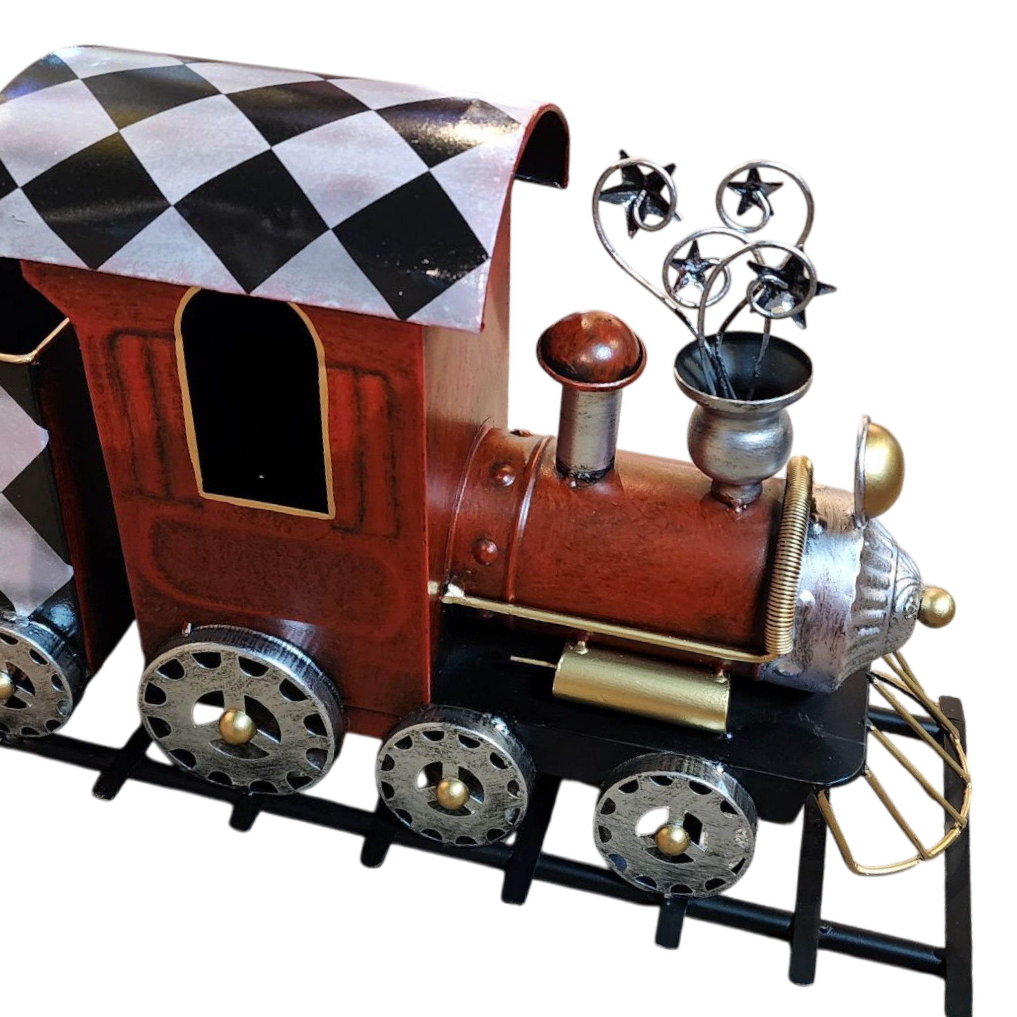 Metal Holiday Harlequin Train - 37 Inches Long