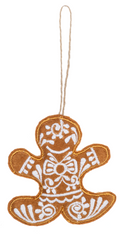 Happy Gingerbread Man Stitched Ornament