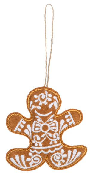 Happy Gingerbread Man Stitched Ornament