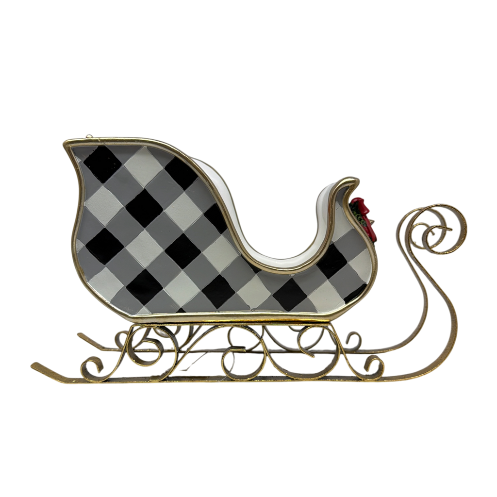 Black and White Holiday Sleigh - Large