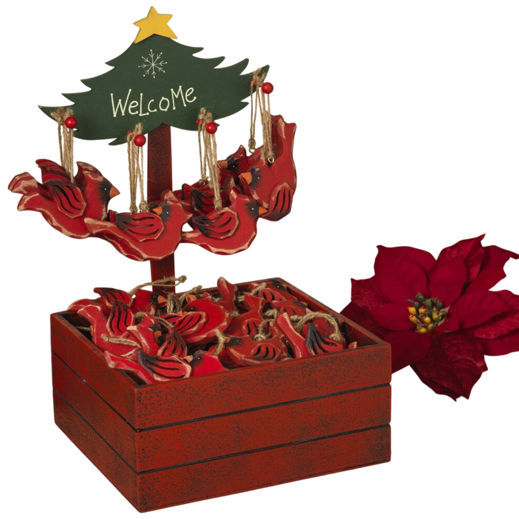 Hand-Crafted Wooden Cardinal Ornament -
