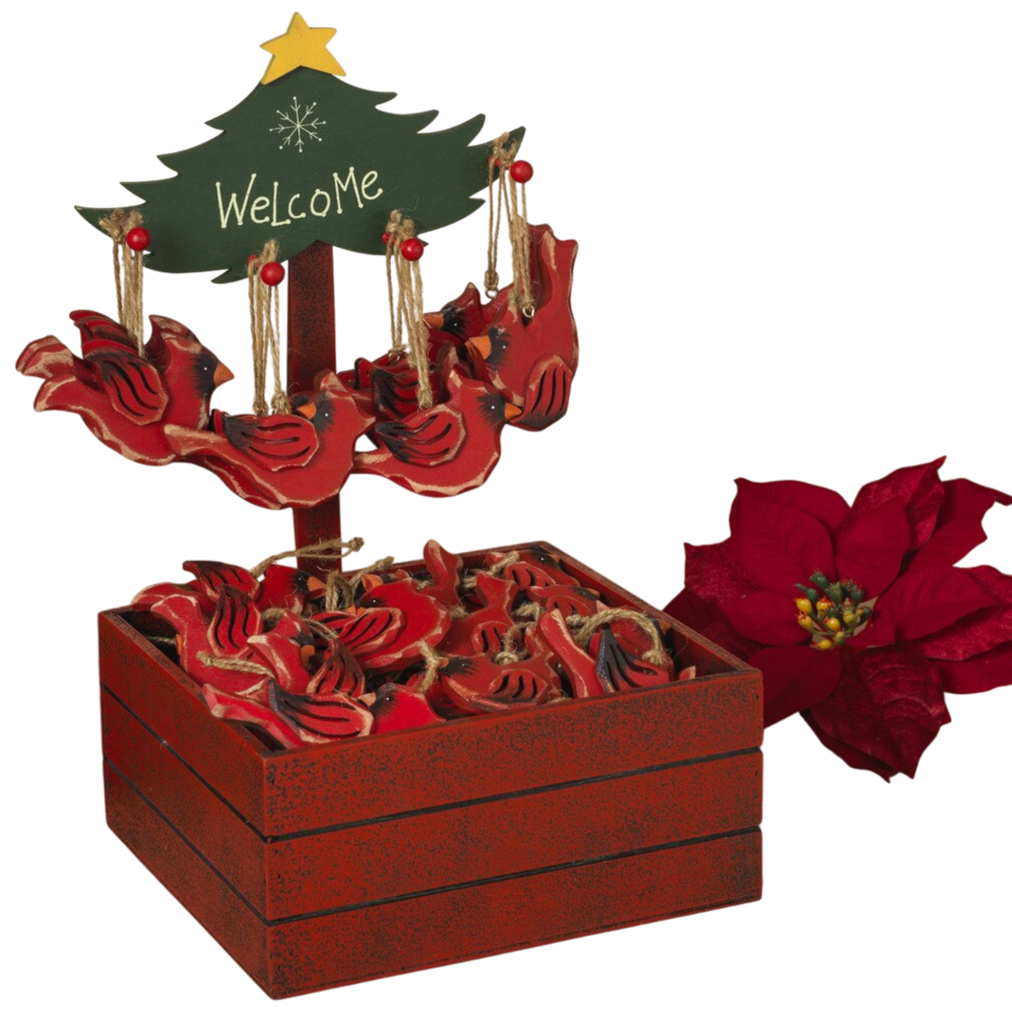 Hand-Crafted Wooden Cardinal Ornament -