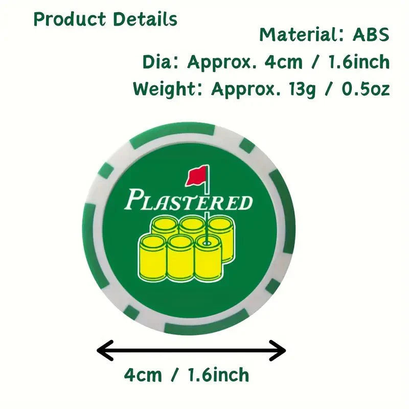 Plastered Golf Ball Marker Poker Chip, Magnetic ABS