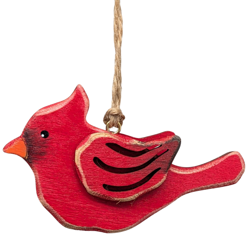 Hand-Crafted Wooden Cardinal Ornament -