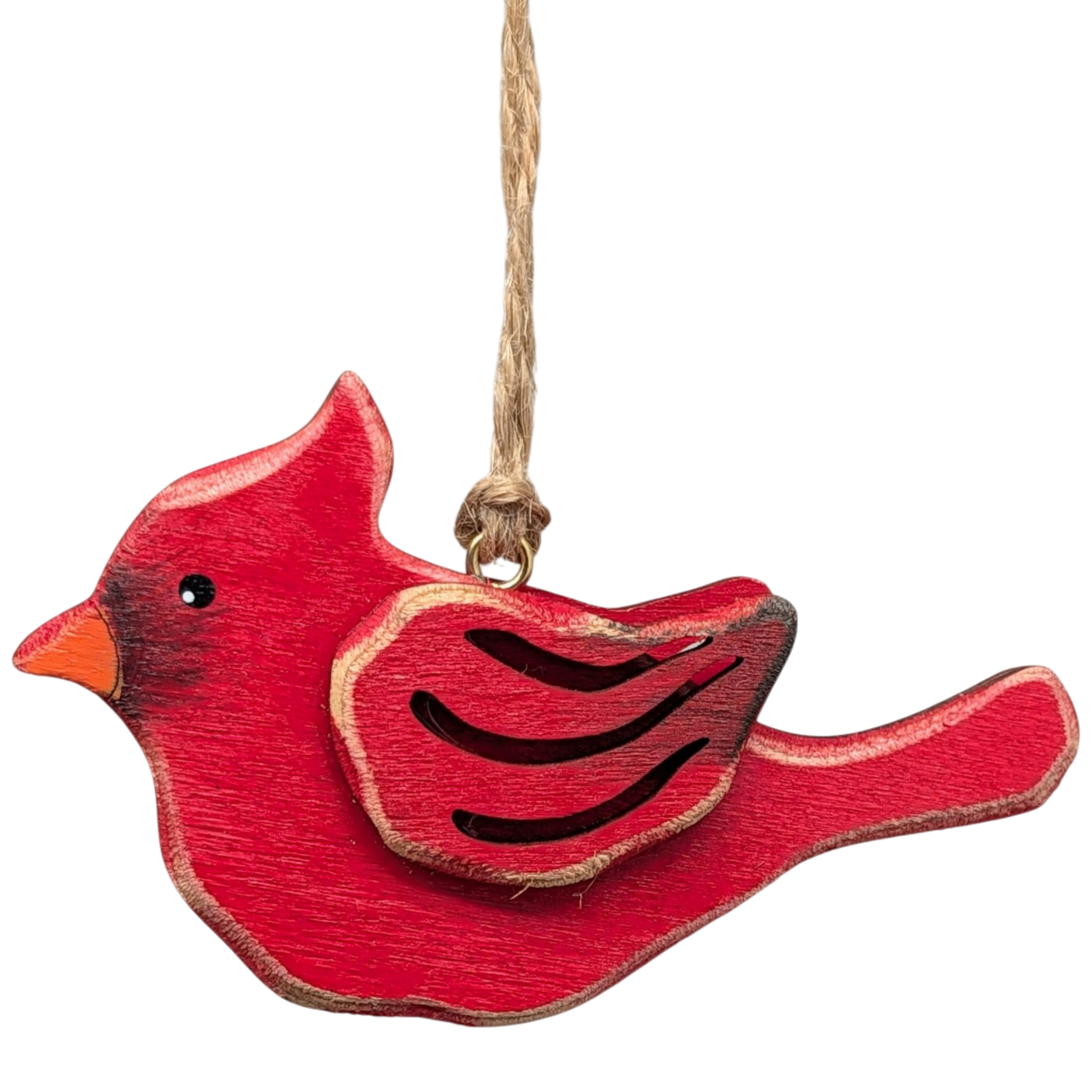 Hand-Crafted Wooden Cardinal Ornament -