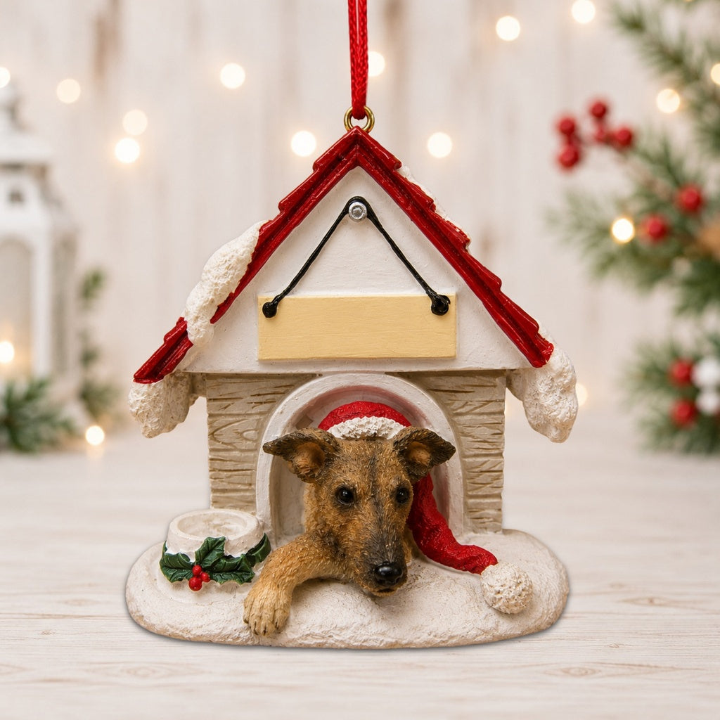 Ceramic Doghouse Ornament - Greyhound