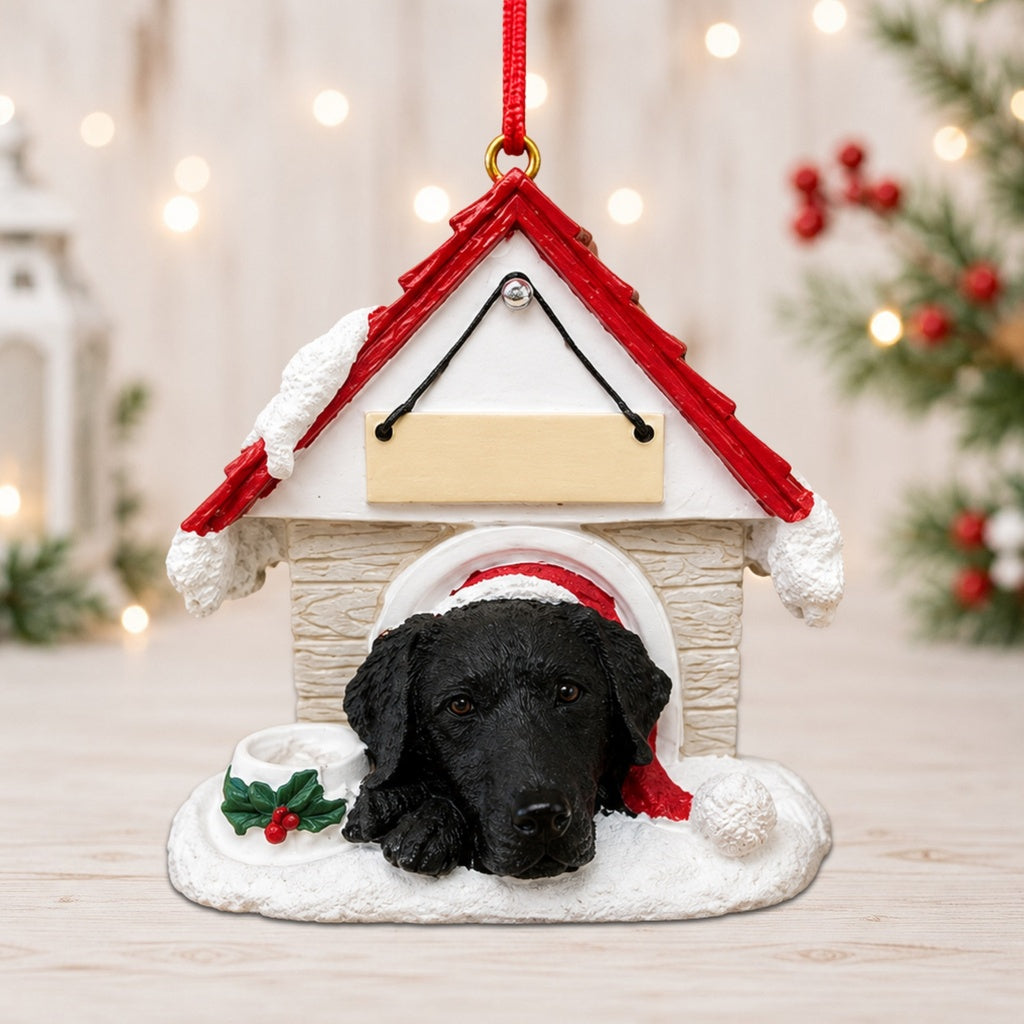 Ceramic Doghouse Ornament - Labrador - Black