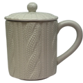 White Knit-Look Mug With Lid