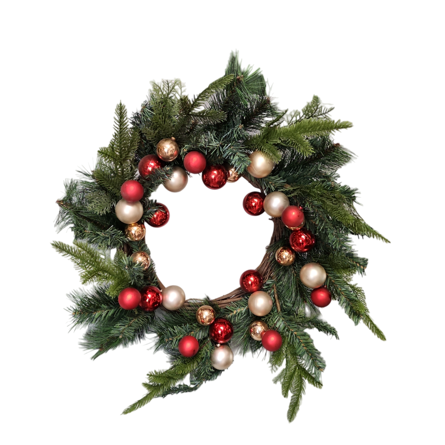 Pine Wreath with Ornaments - 22 Inch