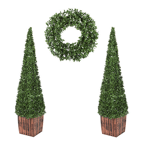 3 Piece Faux Boxwood Set