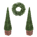 3 Piece Faux Boxwood Set
