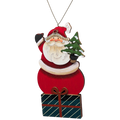 Father Christmas & His Evergreen Gift: Hand-Painted Plywood Ornament