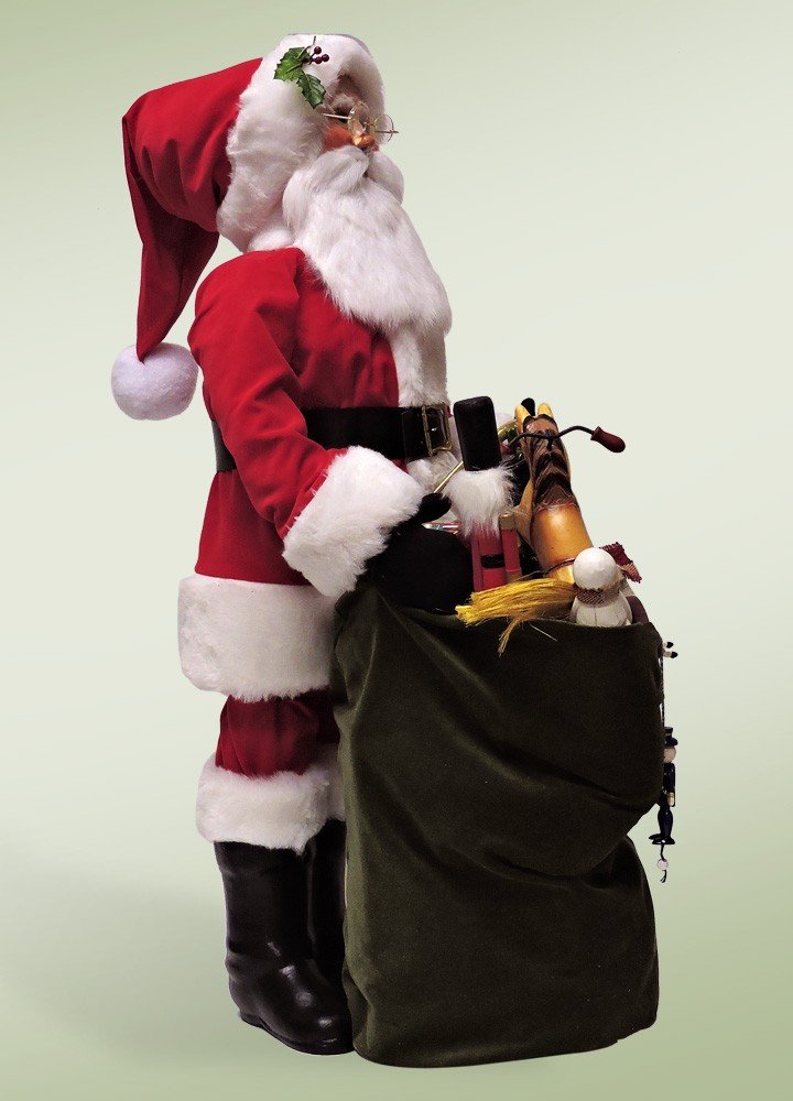 Red Velvet Santa With Bag of Toys