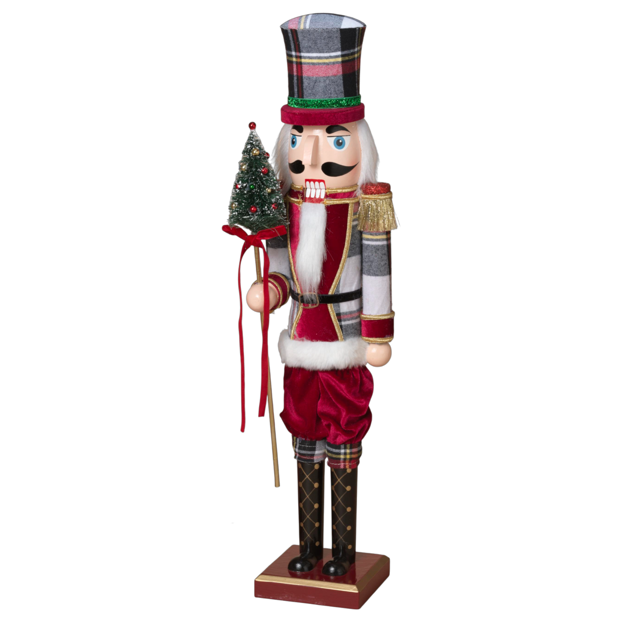 Plaid Hat Nutcracker with Tree – 2 Feet Tall