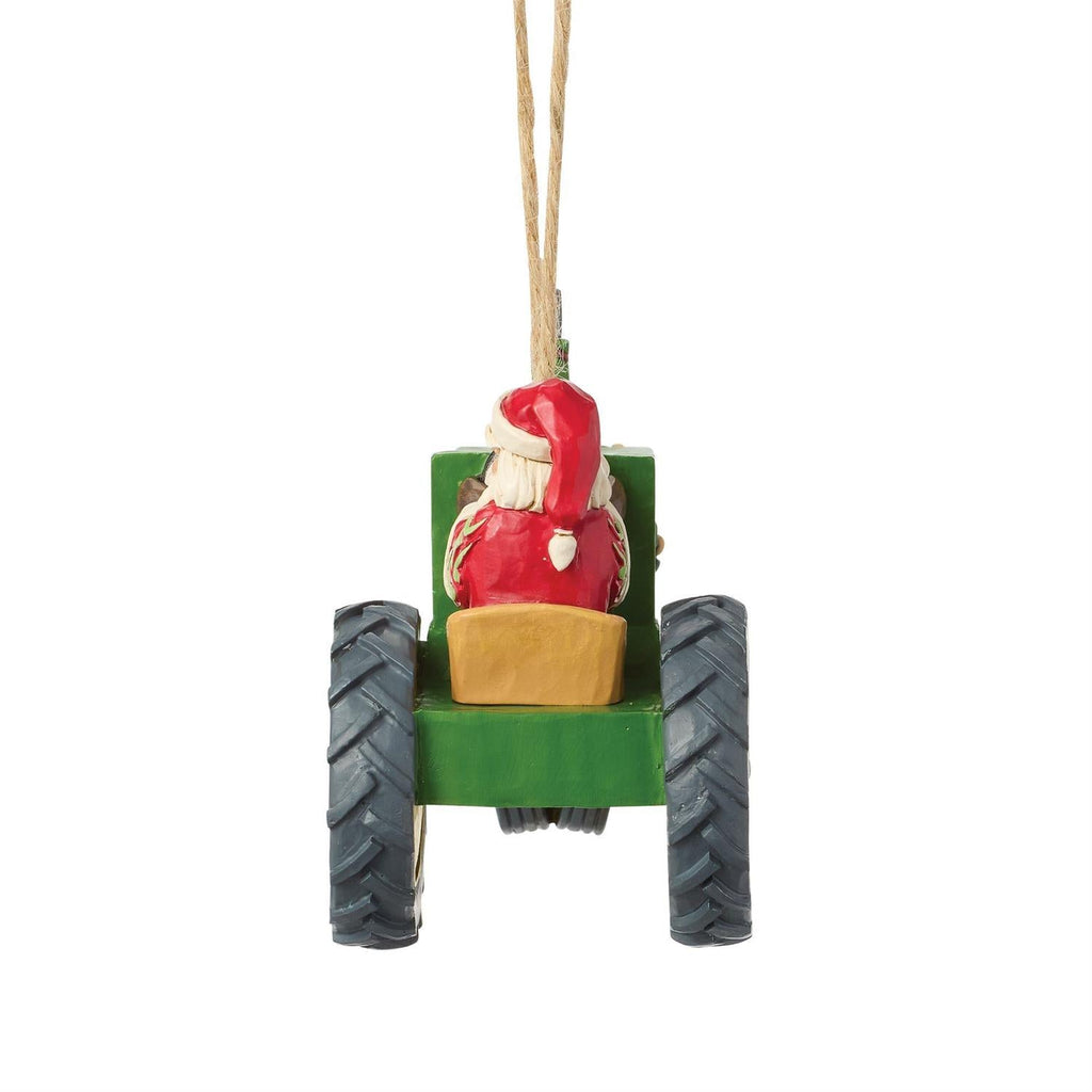 Santa in John Deere Tractor Ornament