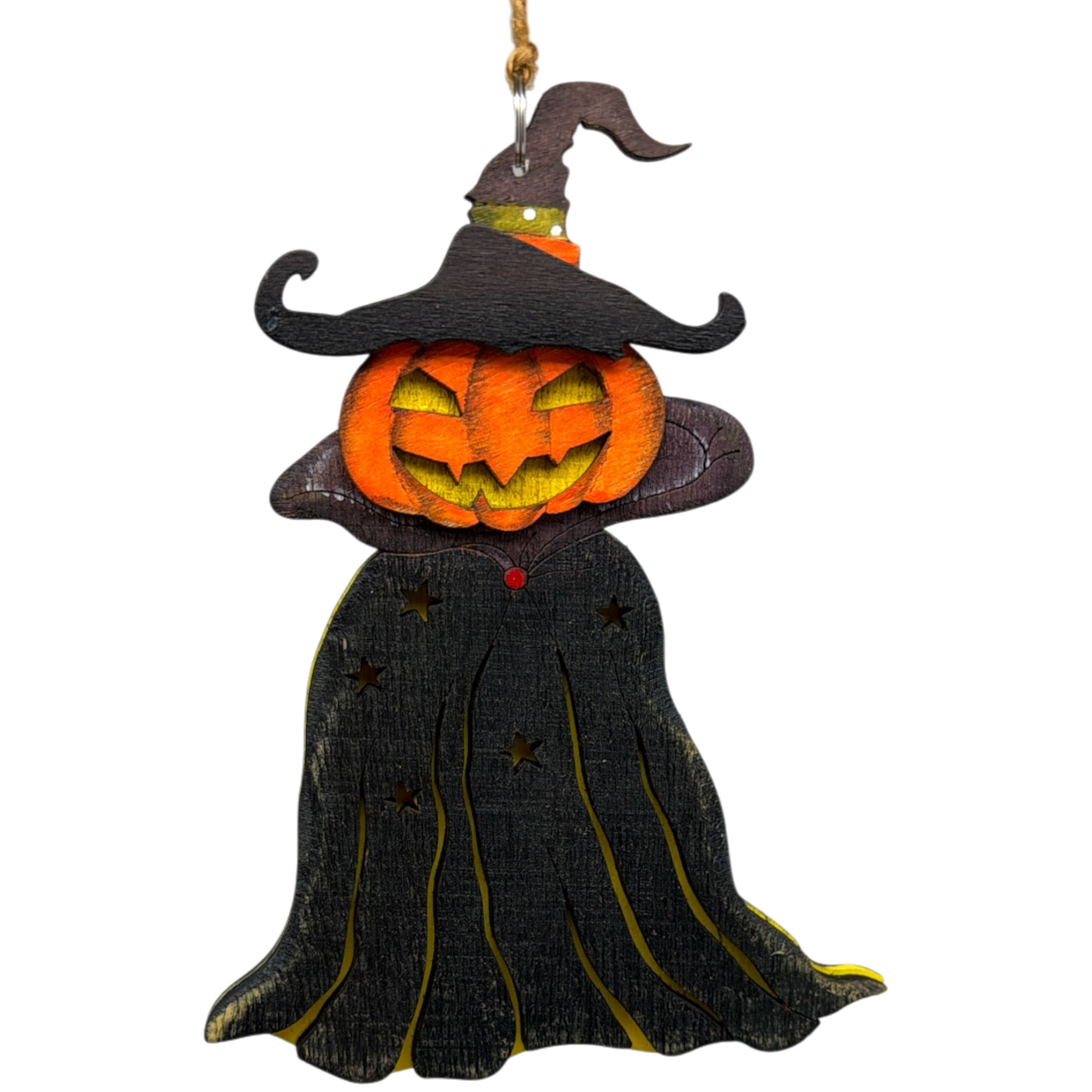 Witchy Jack O Lantern  Wooden Ornament