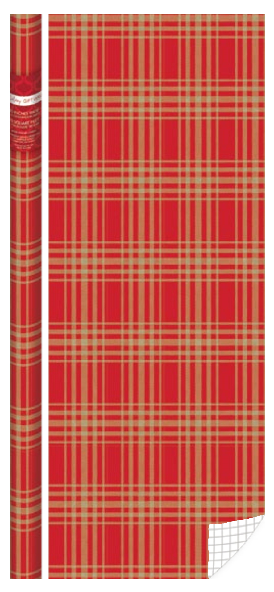 Foil Embossed Kraft Roll Wrap - 30" x 120" - Red Plaid