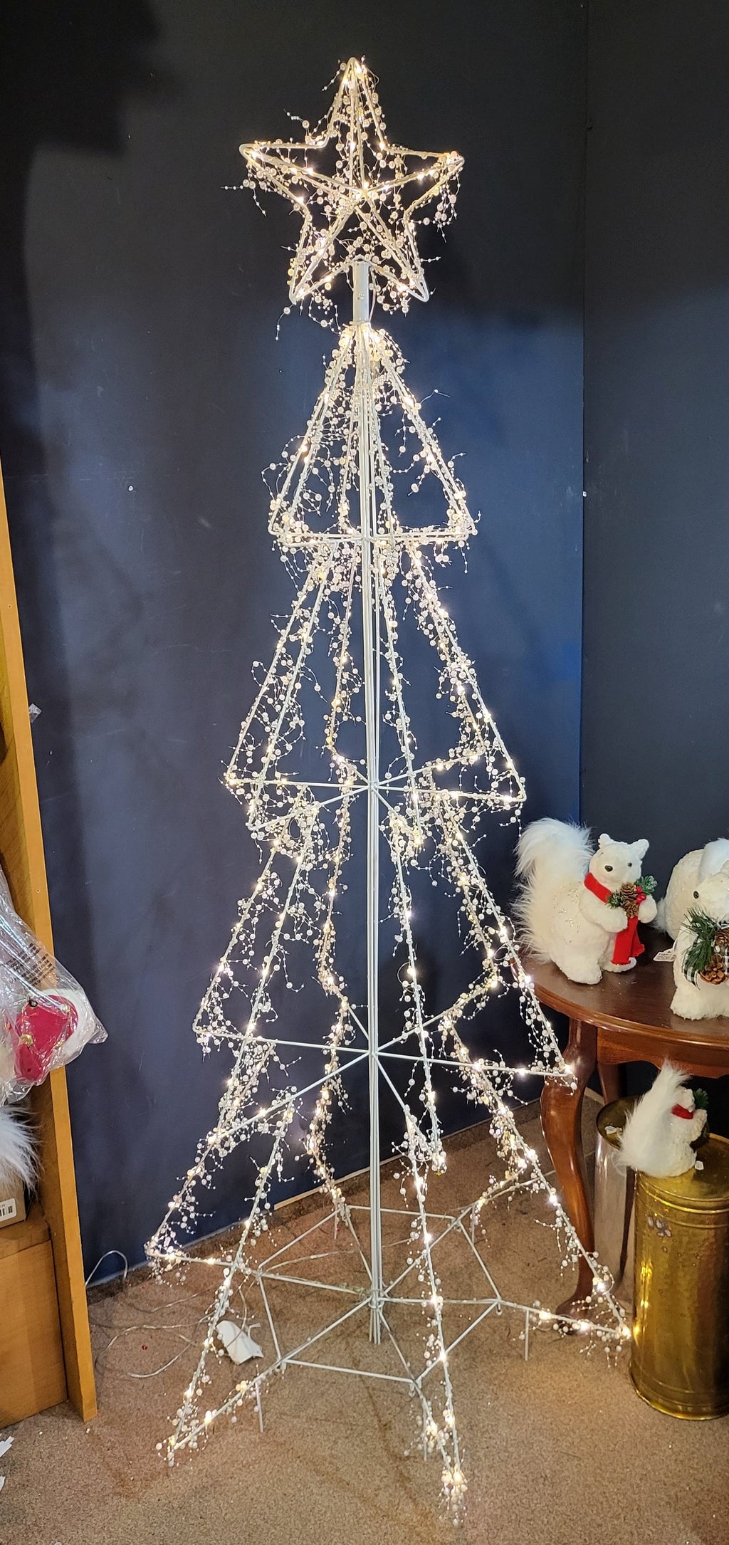 6 Foot Lighted White Iron Tree - LED