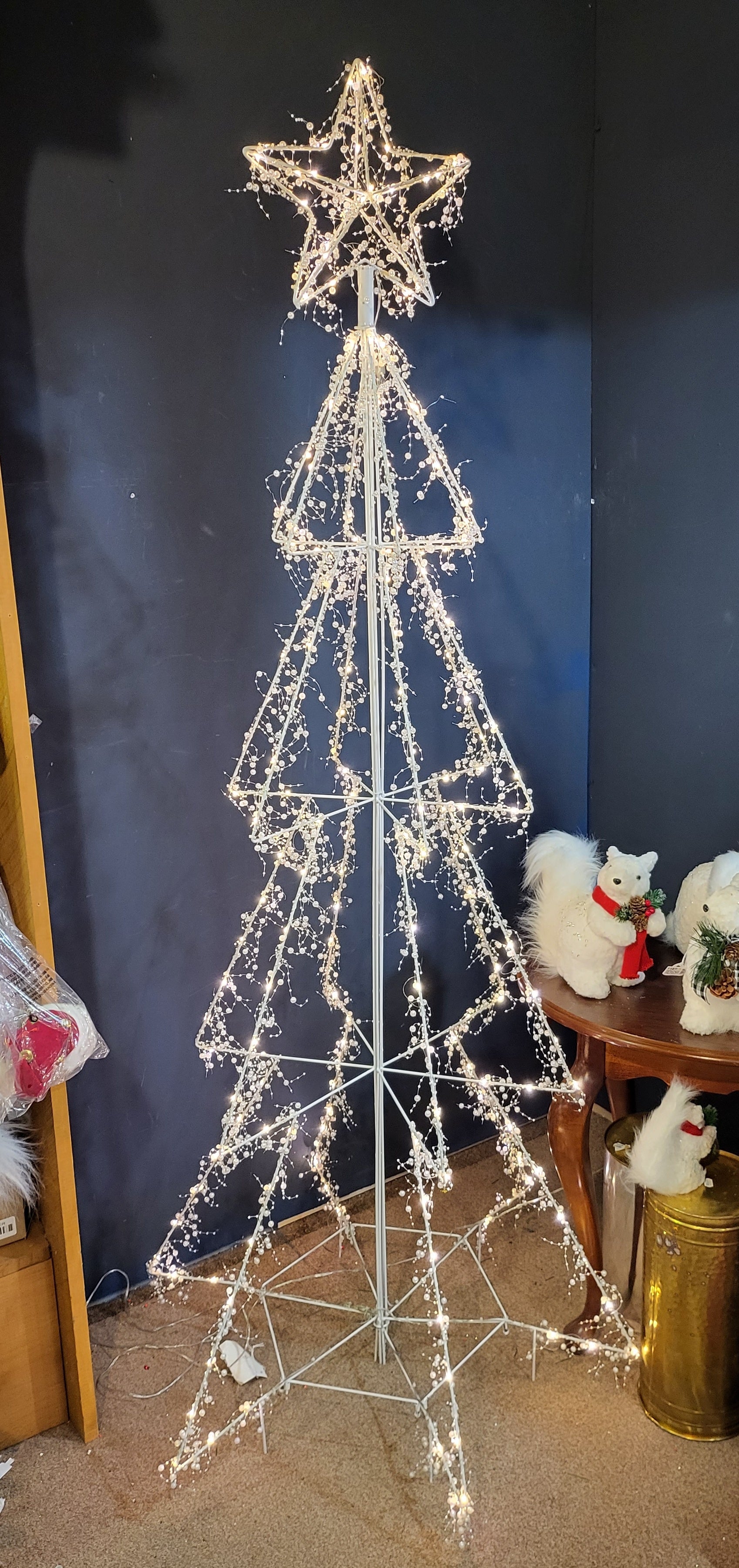 6 Foot Lighted White Iron Tree - LED