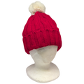 Knit Hat With Three Interchangeable Poms - Red