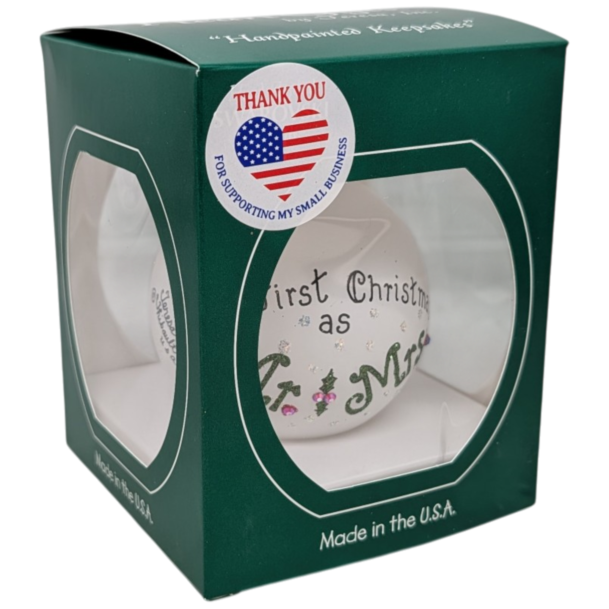 Christmas Keepsake Glass Ornament - First Christmas as Mr and Mrs