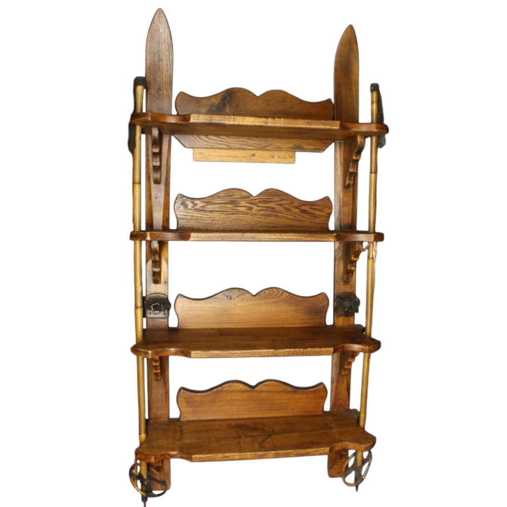 Wooden Antique Replica Ski Shelf