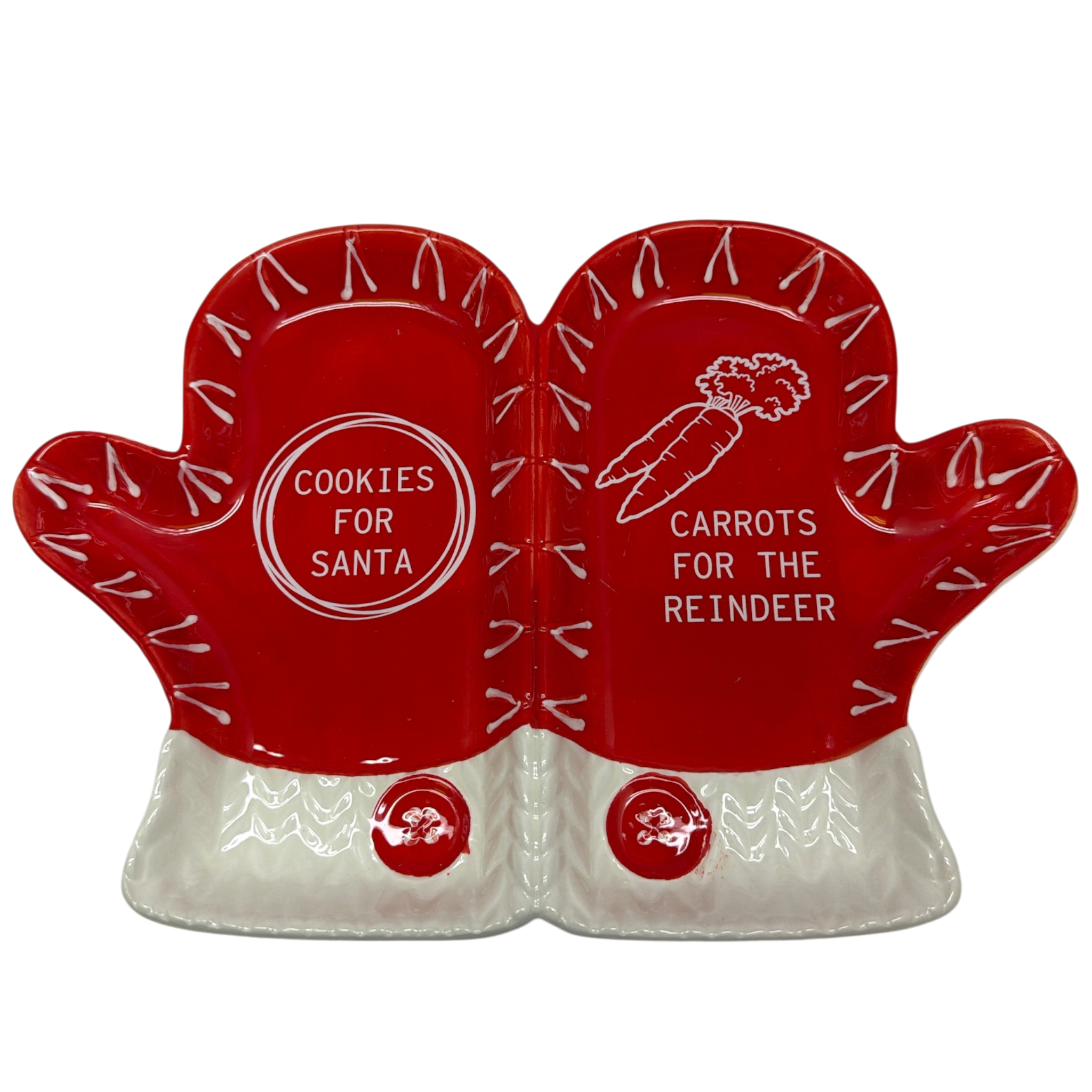 Ceramic Red & White Mitten Shaped Divided Plate