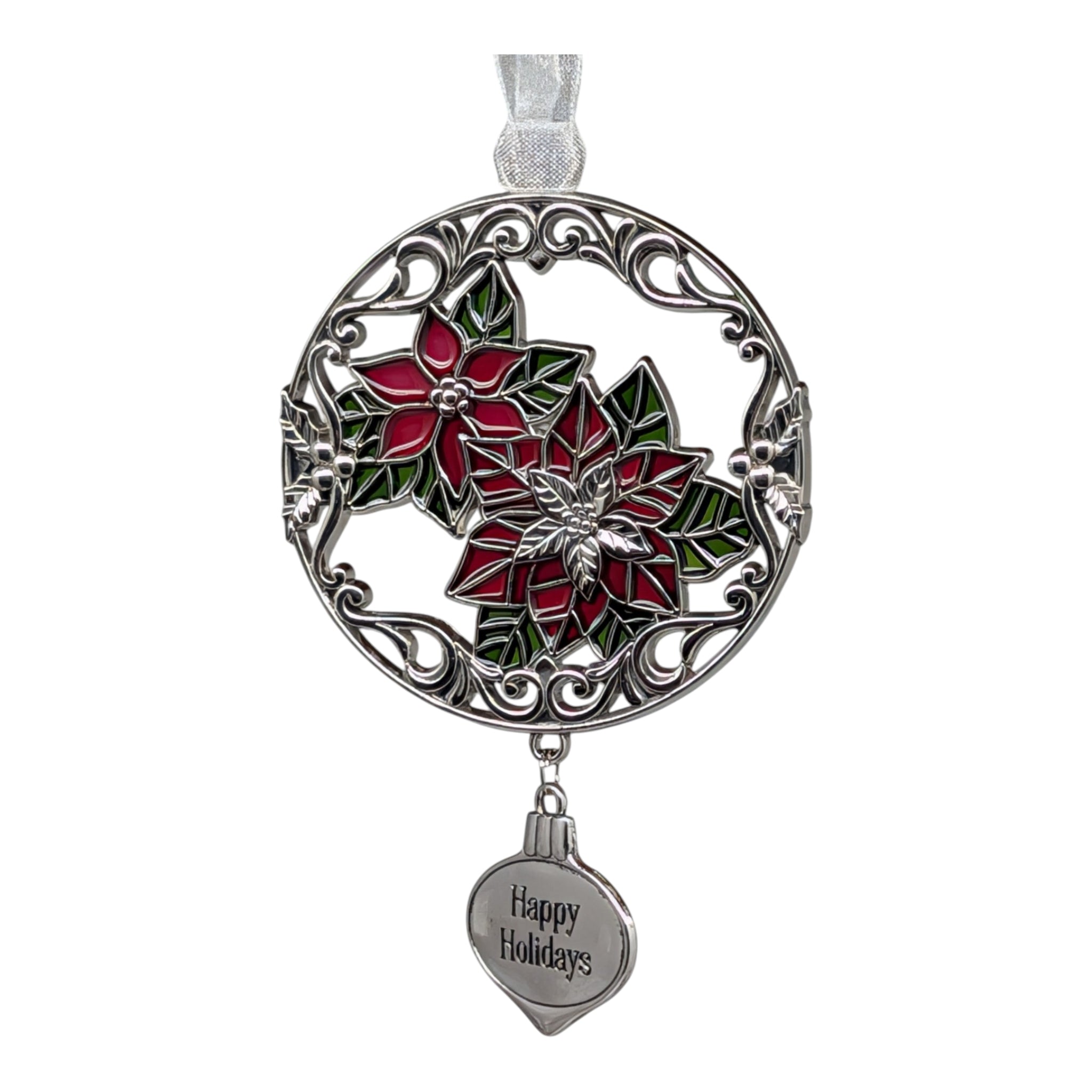 Happy Holidays Poinsettia - Colors of Christmas Ornament