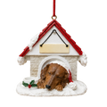 Ceramic Doghouse Ornament - Dachshund - Red