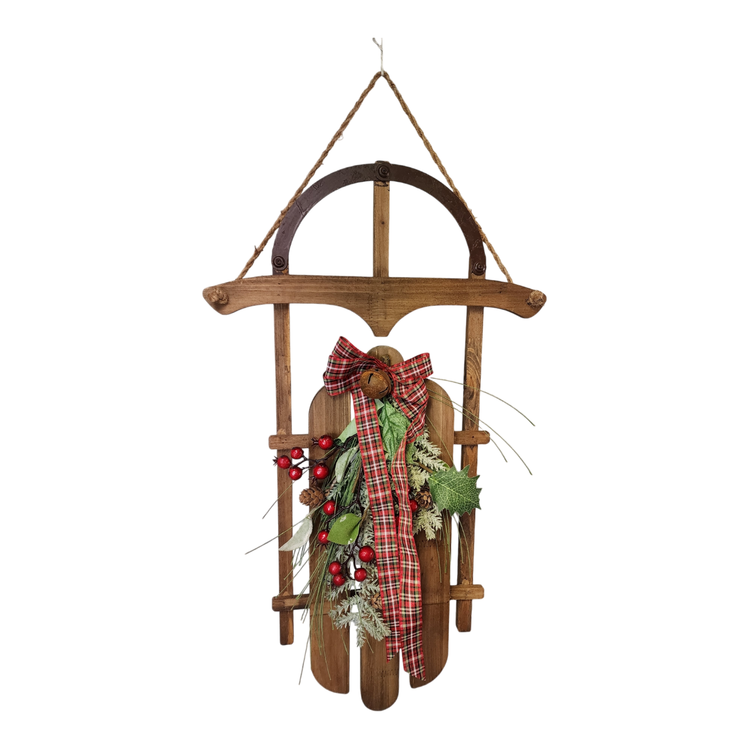 Wood Holiday Sleigh - 27 Inch - Natural