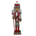 Red White and Green Nutcracker With Rounded Hat