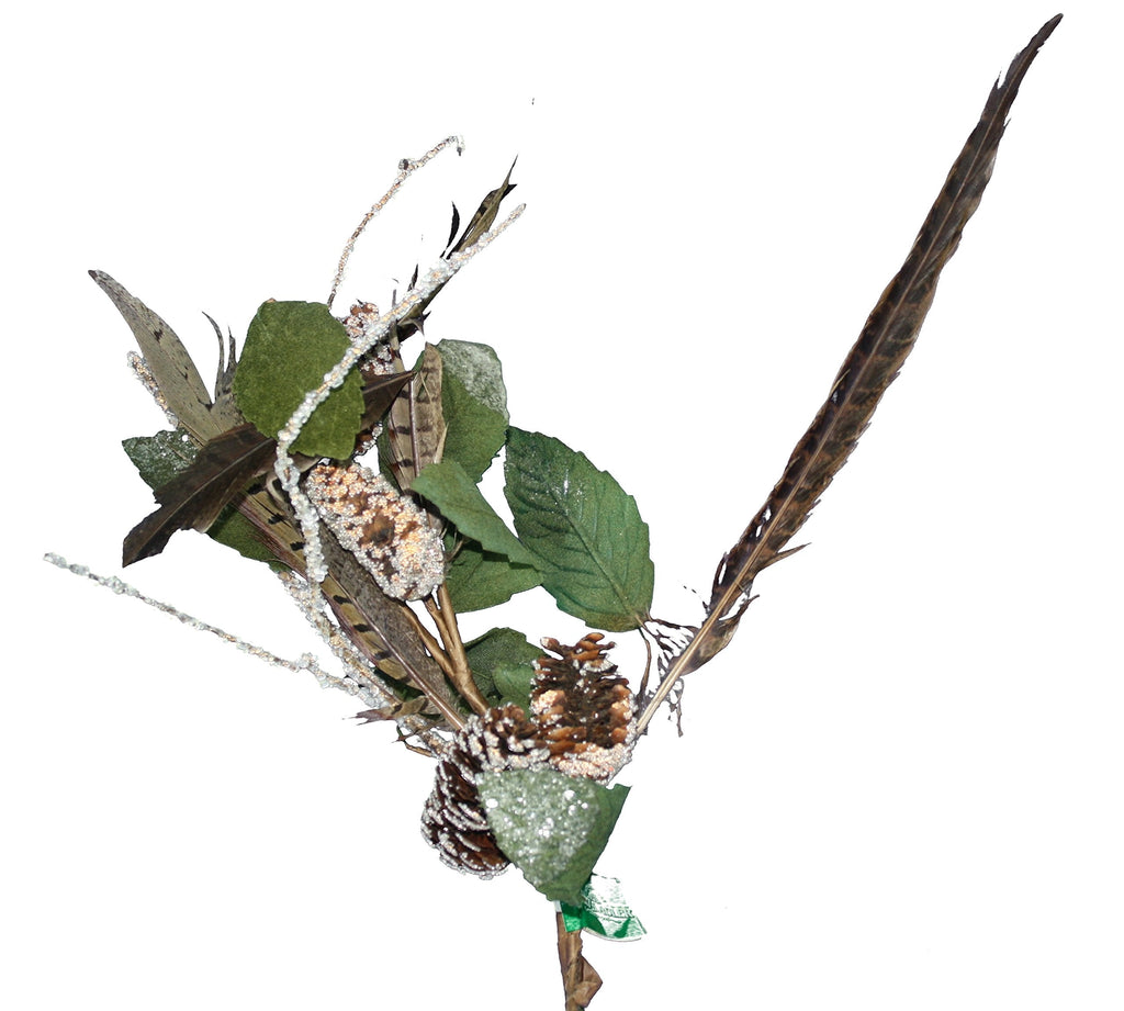 Kurt Adler Pinecone And Feather Spray