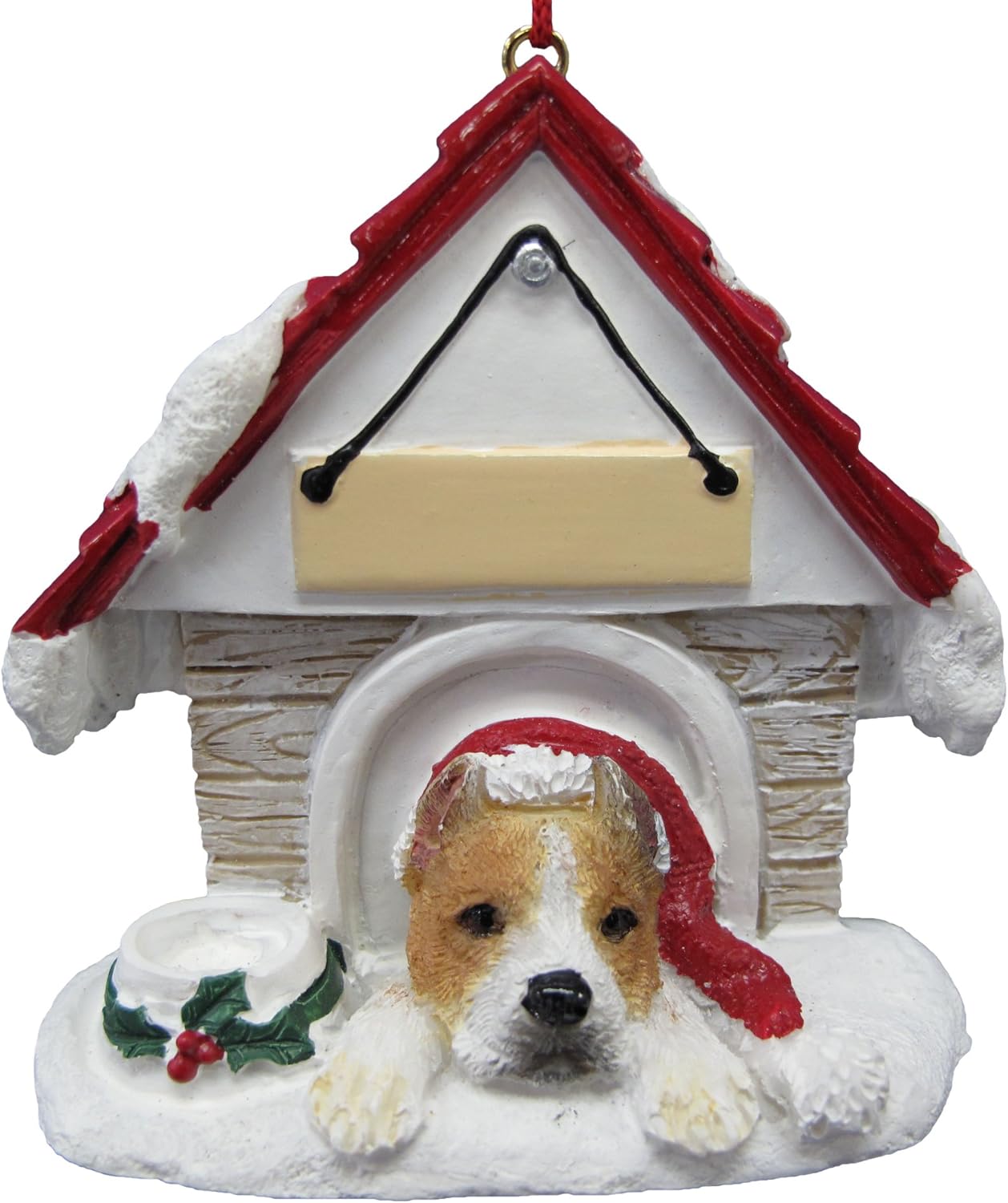 Ceramic Doghouse Ornament - Pit Bull
