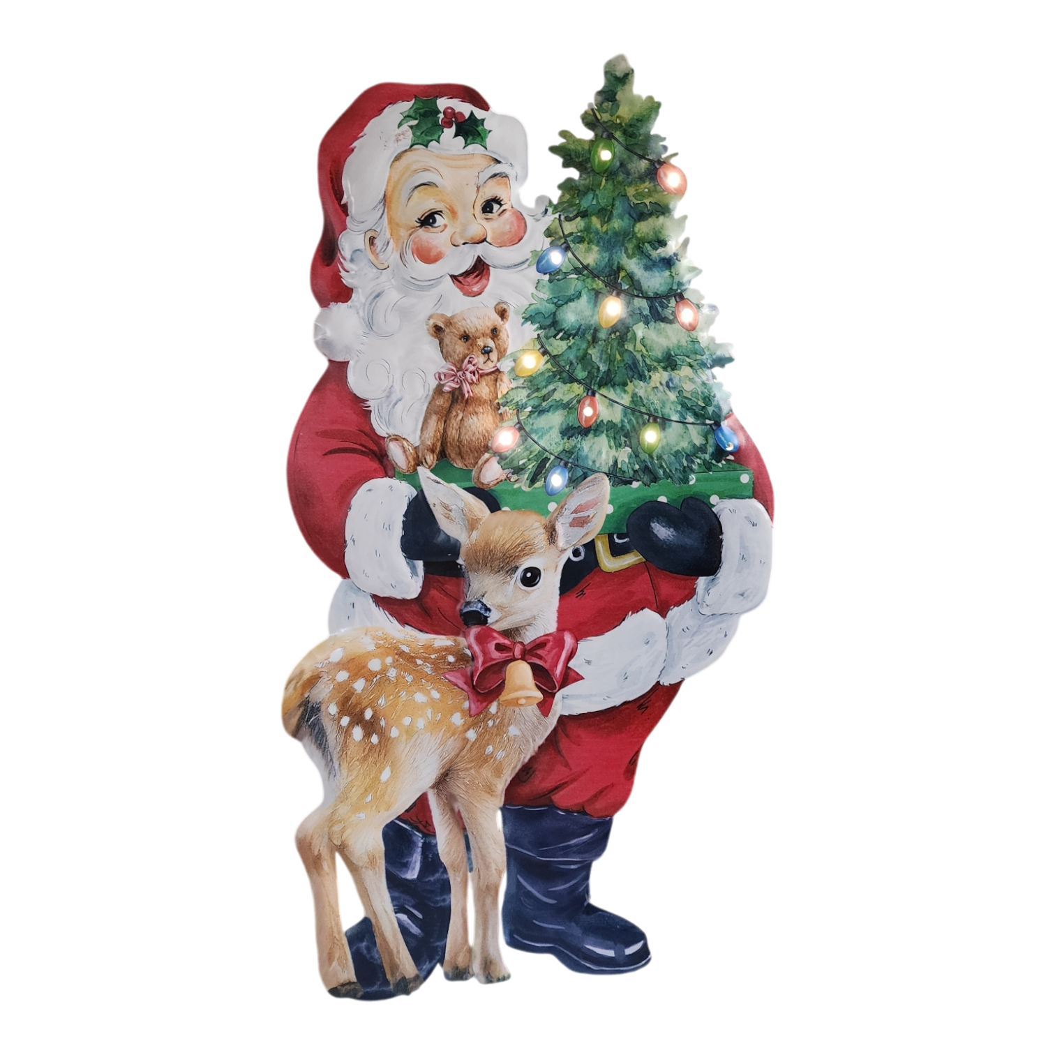 Lighted Metal Santa Porch Easel - 26 Inch