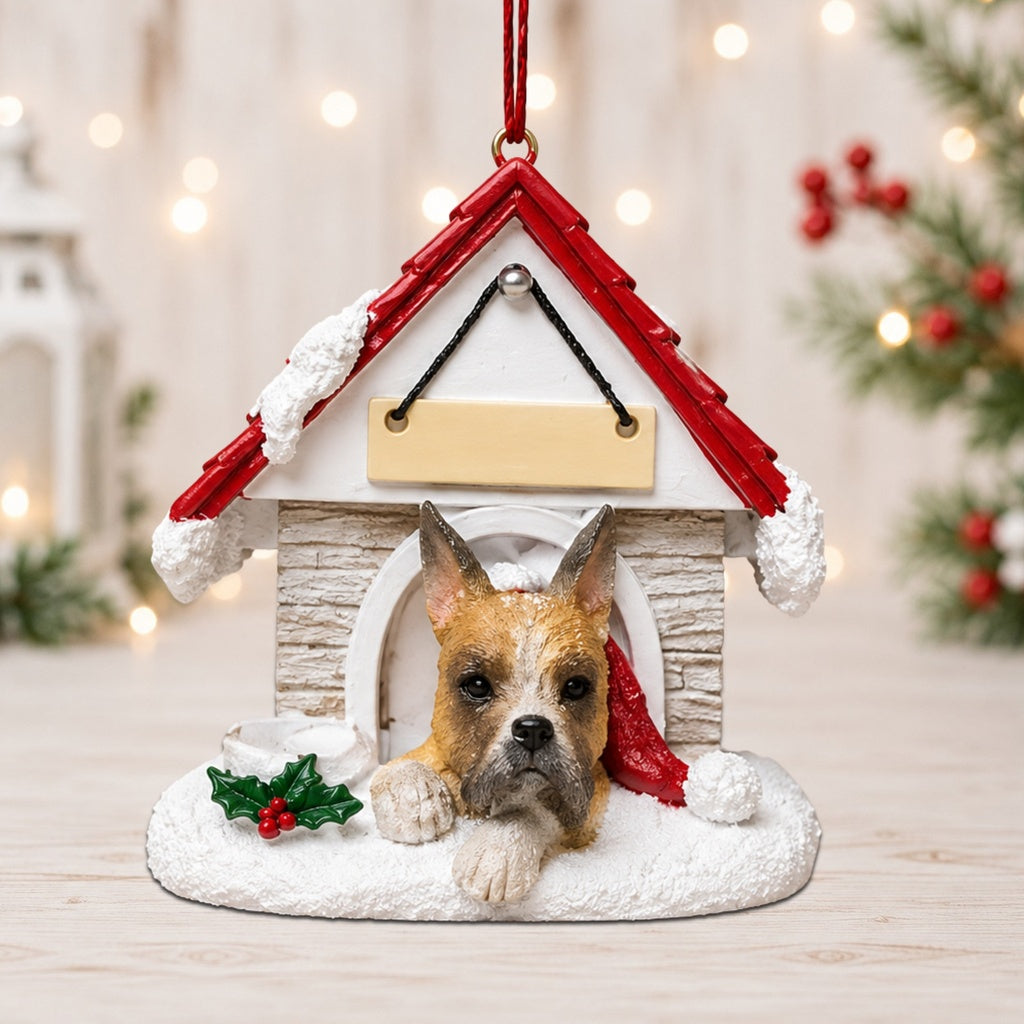Ceramic Doghouse Ornament - Boxer - Cropped