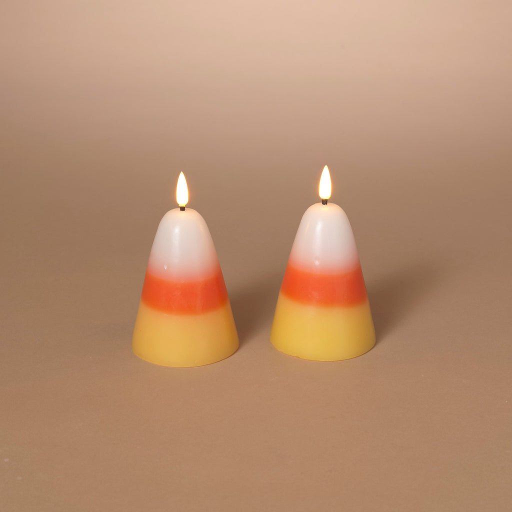 Candy Corn B/O Lighted Wax Candles - 2 Piece Set
