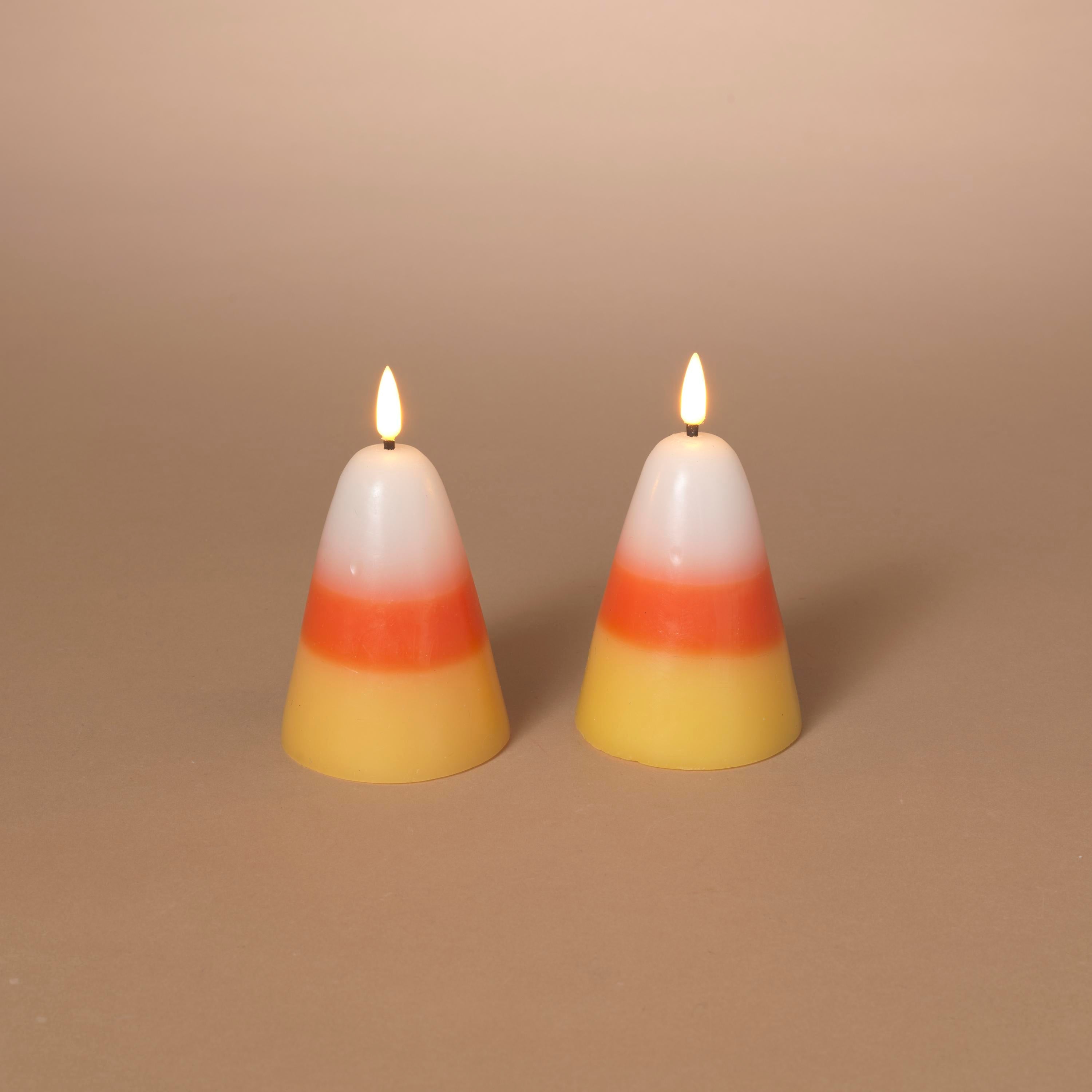 Candy Corn B/O Lighted Wax Candles - 2 Piece Set