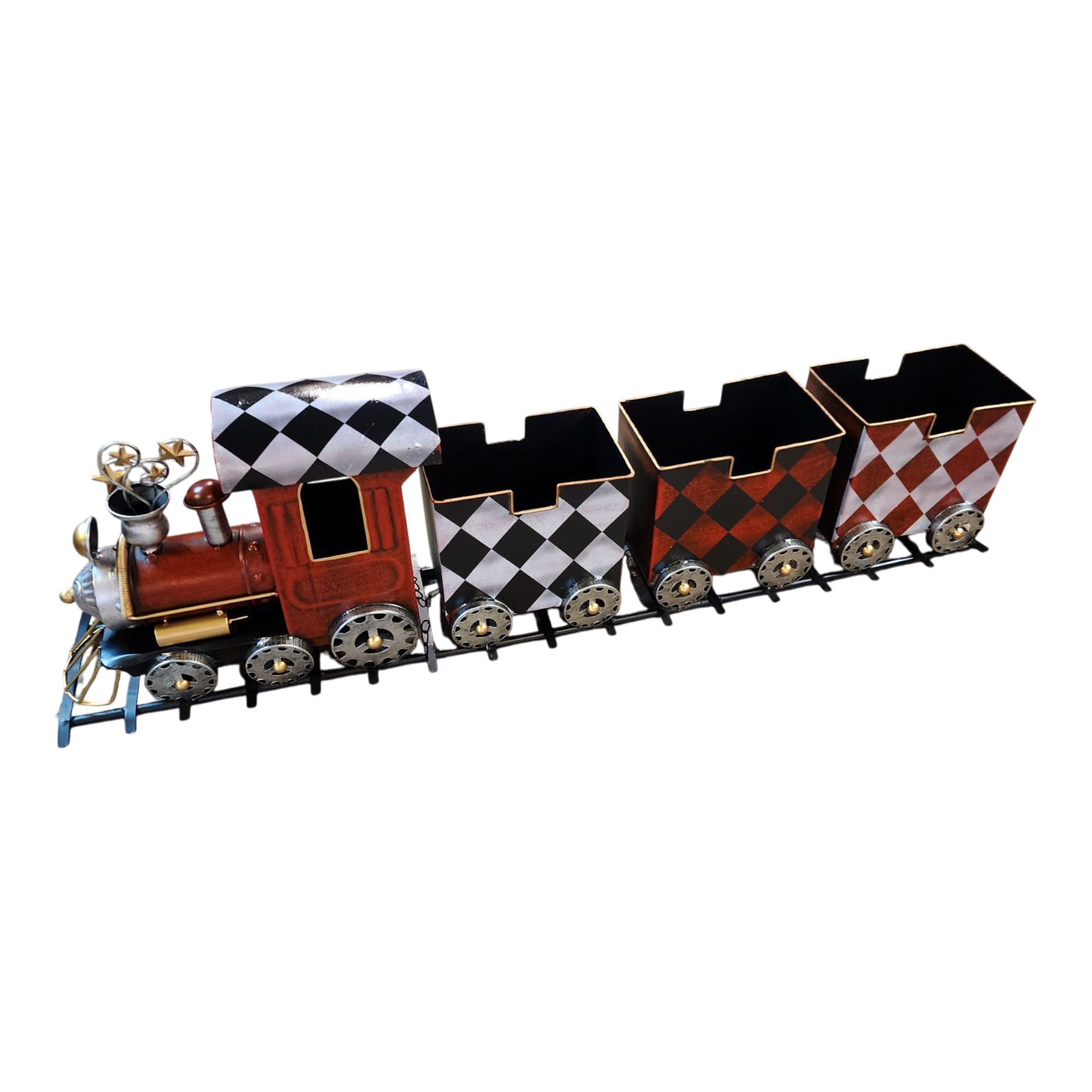 Metal Holiday Harlequin Train - 37 Inches Long