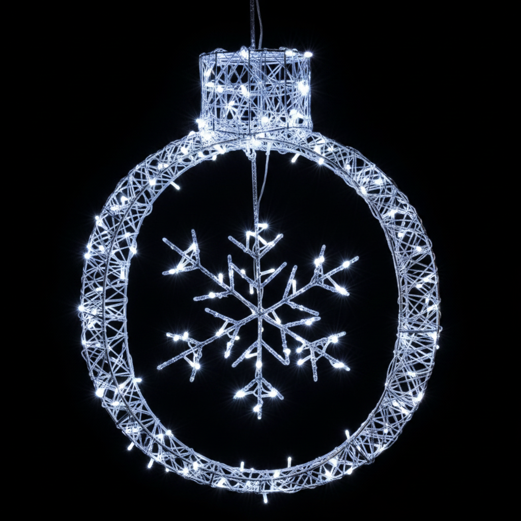 Frosted Elegance: A Silver Snowflake Ornament Aglow - 20 inch
