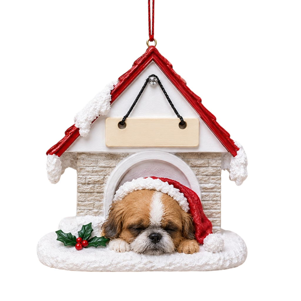 Ceramic Doghouse Ornament - Boxer- Fawn Uncropped