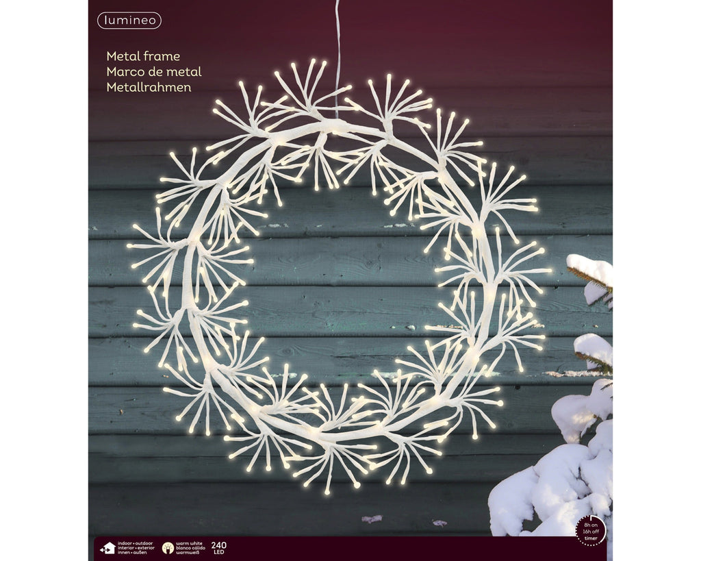 Warm White LED Lighted Wreath - 19 Inch