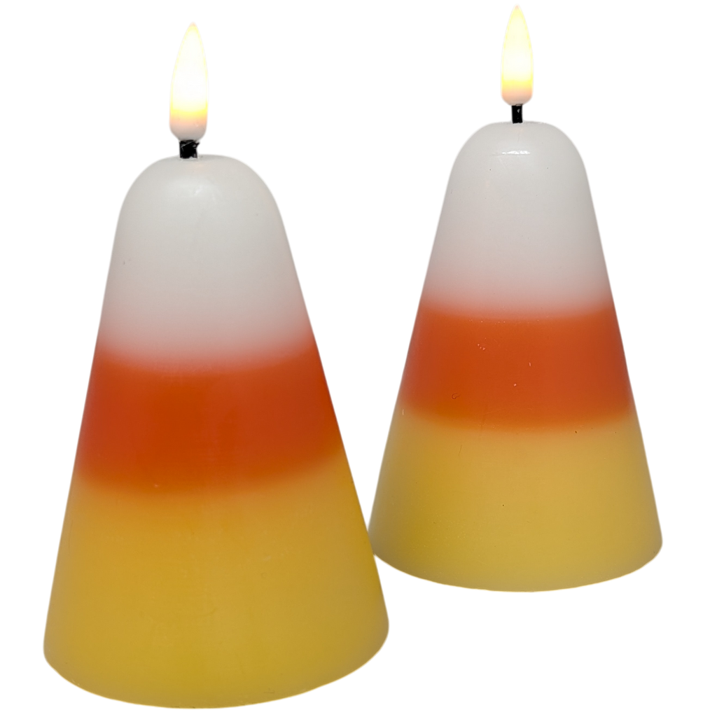 Candy Corn B/O Lighted Wax Candles - 2 Piece Set