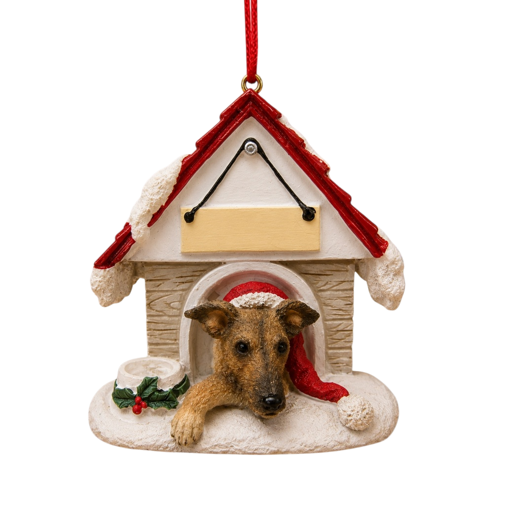 Ceramic Doghouse Ornament - Greyhound