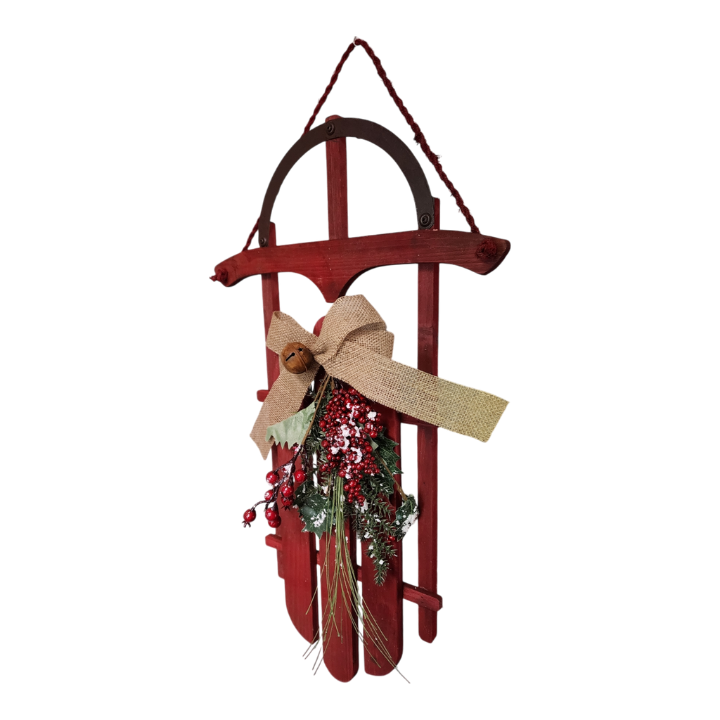 Wood Holiday Sleigh - 27 Inch - Red