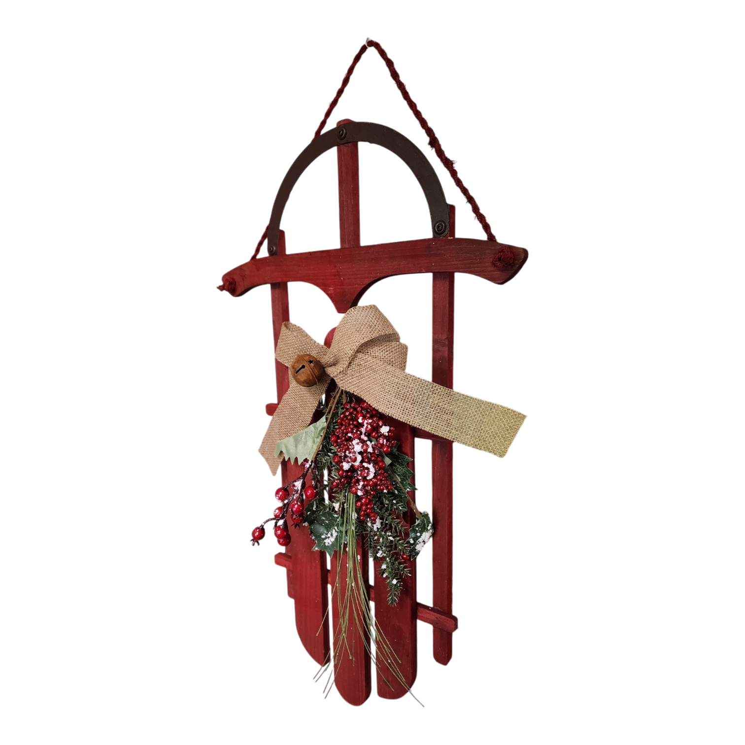 Wood Holiday Sleigh - 27 Inch - Red