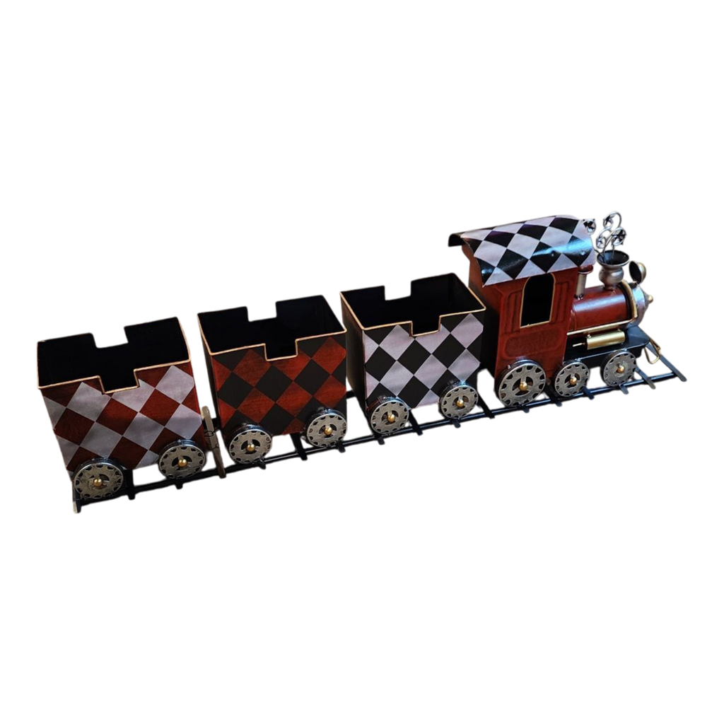 Metal Holiday Harlequin Train - 37 Inches Long