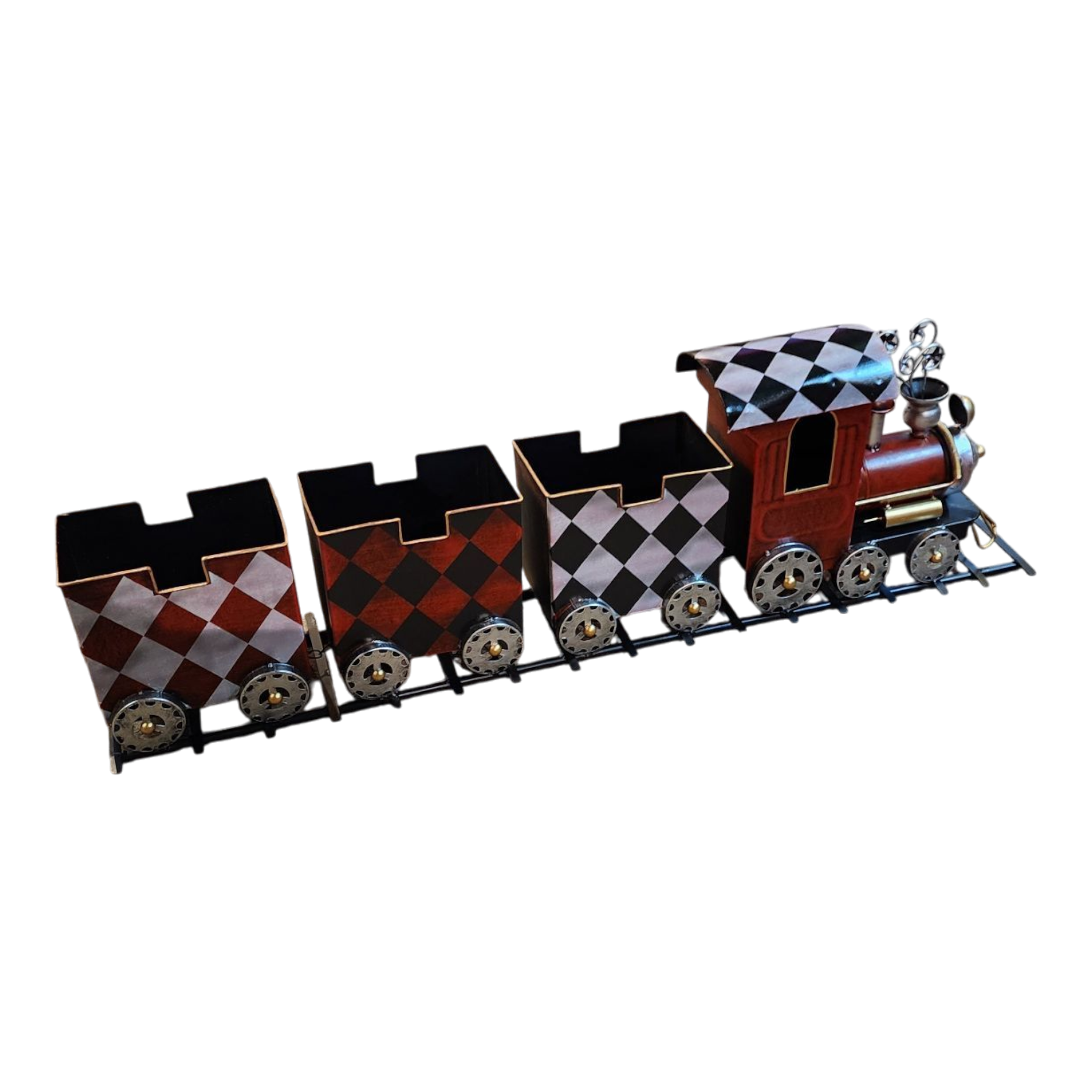 Metal Holiday Harlequin Train - 37 Inches Long