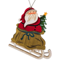 Santa's Starlit Sleigh Ride: Hand-Painted Plywood Ornament