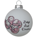 Baby's First Christmas Keepsake Glass Ornament - Pink Booties