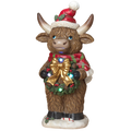 Holiday Highland Cow with Wreath – 26.7" Lighted Figurine with Timer